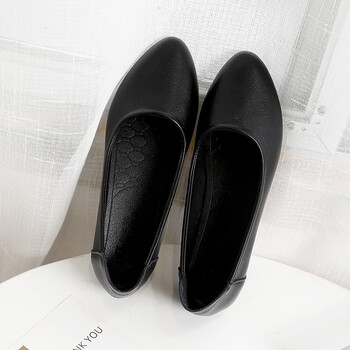 女鞋商场同款牛筋底工作鞋女黑色职业面试上班鞋正装平跟通勤防滑皮鞋