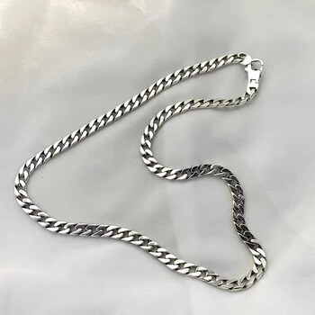 浣狸新品白金古巴项链男士女铂金个性潮18k金ins嘻哈粗款霸气毛衣链色