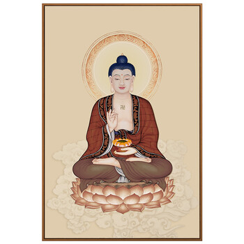 三圣阿弥陀三尊画像三宝佛地藏王佛教观世音菩萨挂画 阿弥陀佛(红) 70