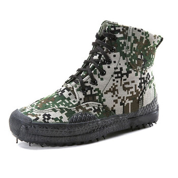 高帮劳保胶鞋解放鞋作训鞋防滑耐磨帆布鞋工装鞋户外训练鞋 林地迷彩