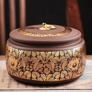 贾思德中式紫砂茶叶罐陶瓷大号密封罐一斤装普洱茶包装盒红茶绿茶醒茶