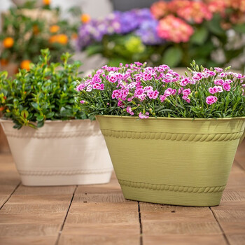 爱丽思塑料壁挂花盆室内阳台家用悬挂式吊篮盆室外栏杆墙壁加厚吊兰花盆 350浅绿色