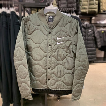 nike秋冬季新款外套男女款夹克刺绣标薄款棉服保暖棒球夹克dm1247上衣