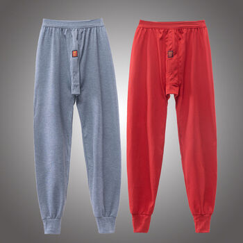 秋冬紧身男衬裤打底男士秋季棉毛裤打底裤大红线裤中灰大红2xl130160