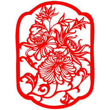 纯手工剪纸作品成品荷花牡丹梅花菊花剪纸成品窗花diy花卉刻纸 菊花3