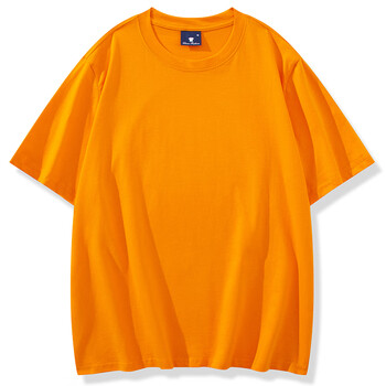 服t恤上衣定制男女短袖夏季工装厂服工衣圆领印字logo 纯棉款一橙色 l