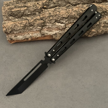 csgo未开刃蝴蝶甩手训练刀折叠刀初学者练习刀花式神器 全黑刀