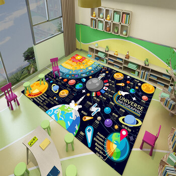 中国幼儿园早教书房世界地图卧室地毯儿童阅读区太空英文120180厘米