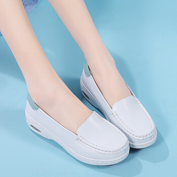 rzwolf夏季医院护士鞋女月子中心女生女士软底一脚蹬套脚透气真皮气垫