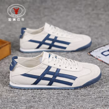 
加洲公牛（CALIFBULL）男鞋夏季透气帆布鞋旅游运动休闲板鞋男士软底跑步鞋子男米深兰41