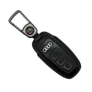 车达品奥迪钥匙包新A6L Q5 A7 A8L汽车真皮钥匙包高档个性时尚真皮钥匙保护套A款金典黑