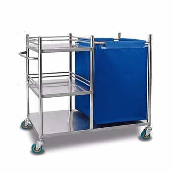 双举医疗不锈钢护理车三层护理车豪华污物车医院晨护车垃圾车被服车