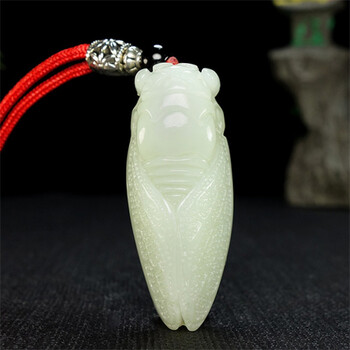 玉蝉吊坠 和田玉一鸣惊人吊坠碧玉蝉玉坠玉石知了挂件金榜题名玉石