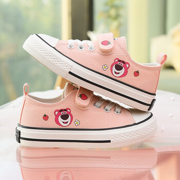 帆布鞋2024年春季新款潮童鞋小女孩布鞋软底韩版儿童低帮板鞋 粉红色