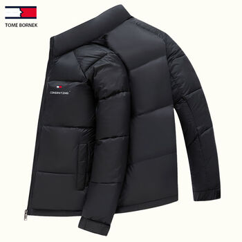 汤米公牛汤米秋冬季羽绒棉服男士加厚立领保暖棉衣冬装棉袄外套男黑色