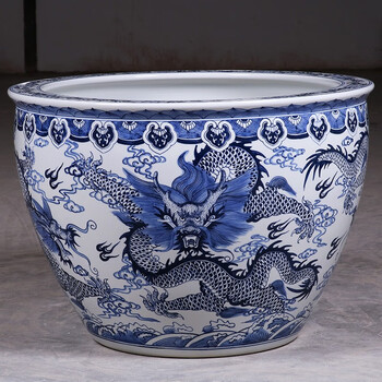 示优景德镇青花瓷器1米大龙缸陶瓷养金鱼缸特大号水缸荷花风水缸直径