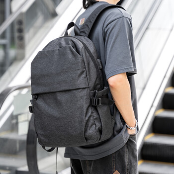 墨一双肩包男士背包电脑包中学生书包男大容量休闲旅行包潮流酷黑色