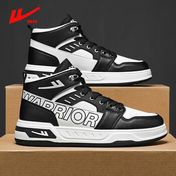 回力warrior秋款男鞋高帮大码小鞋学生青少年休闲鞋时尚简约鞋3503m白