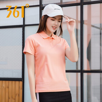 361女装运动短袖t恤女夏季新款透气翻领体恤361度女短tpolo衫r 亮光粉