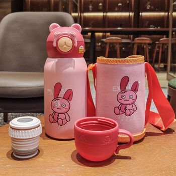 米囹儿童保温杯316食品级小学生幼儿园男女孩上学专用防摔带吸管水杯