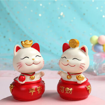 创意客厅卧室电视柜装扮 生日开业送礼 招财猫 平安猫一对