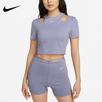 耐克（NIKE）短袖女子夏季新款露肩T恤瑜伽训练高腰紧身舒适运动T恤断码DV7963 DV7963-010 修身款 S