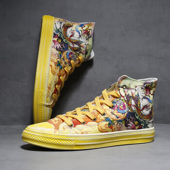 品牌 子鼠年十二生肖涂鸦鞋本命年男鞋国潮原创手绘帆布鞋中国风板鞋