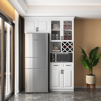 獭羊星现代简约餐边柜酒柜吊柜一体组合靠墙定制冰箱嵌入餐厅柜茶水柜