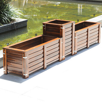 户外庭院防腐木花箱长方形碳化木花箱阳台种菜盆种植箱特大号花槽