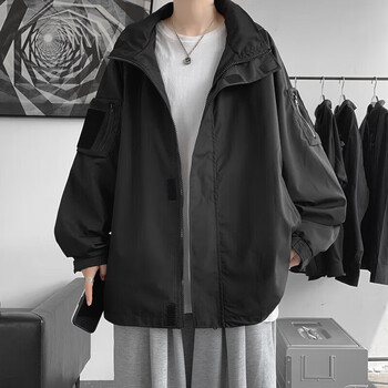 再说连帽外套冬季男宽松百搭衣服男青少年潮流加厚工装夹克男两件套