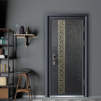 yijia颐家防盗门轻奢家用甲级大门复古精雕铸铝门隔音静音门智能指纹