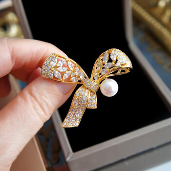 centurykudos淡水珍珠胸针胸花防走光别针甜美连衣裙大衣外套旗袍配送