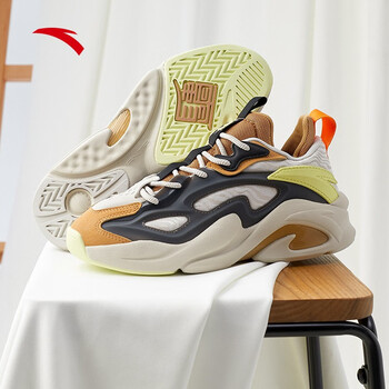 安踏威峰霸道男鞋运动鞋男春季复古潮流休闲鞋一度灰城堡灰浅棕42