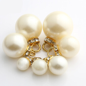 白色珍珠扣子 大衣风衣服拉链配件镶钻防珍珠纽扣拉片拉锁扣服装辅料