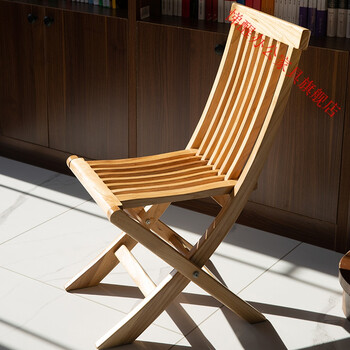 实木折叠凳马扎靠背舒服户外可坐便携成人凳子原木色