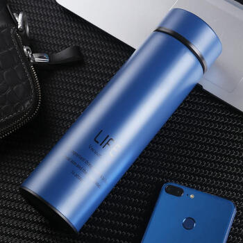 大容量保温杯男女韩版简约便携户外家用商务泡茶水 标准款-蓝色-500ml