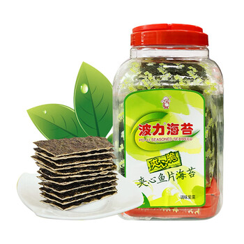 波力海苔夹心脆 休闲零食 儿童亲子网红小吃 渔趣夹心海苔脆120g年货