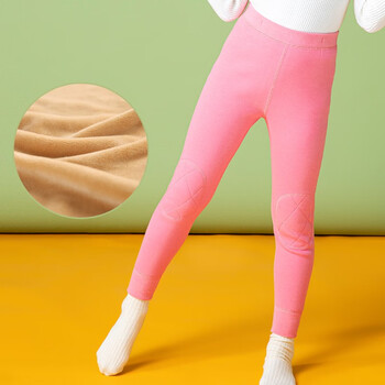 明豆皇女童保暖裤加绒加厚打底裤儿童护膝内穿大童棉裤秋冬宝宝绒裤