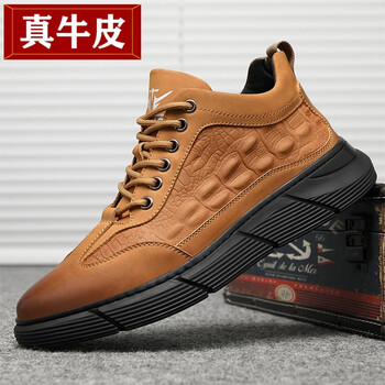 真牛皮genai2021年新款男鞋子休闲运动真皮鞋牛皮男士潮流青年学生
