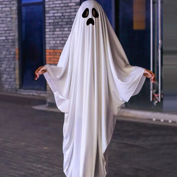 倍欢喜 万圣节服装儿童男童女童幽灵披风服饰装扮cos白色衣服扮鬼套装