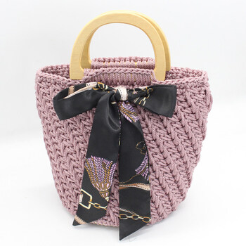 手工diy包包麦穗丝巾包编织材料包挎包手提夏季女包手织包送女友 冰丝