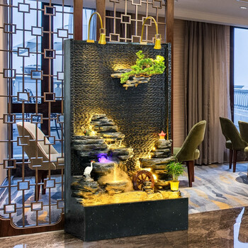 流水喷泉循环水景造景屏风隔断前台客厅办公室内外装饰落地玄关摆件