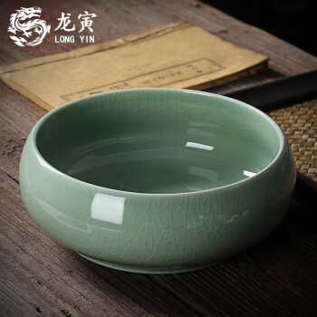 龙寅 哥窑茶具陶瓷茶洗家用茶具配件多功能茶杯收纳碗大容量杯碗茶器