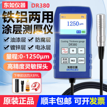 东如涂层测厚仪DR360高精度380镀锌层氧化层油漆不锈钢370A漆膜仪铁铝 DR380【铁铝两用1250μm】