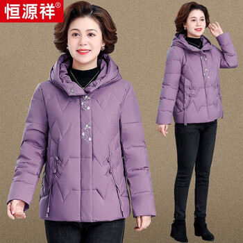 恒源祥hyx小个子妈妈冬装棉服短款秋冬外套棉袄新款中老年人女冬季