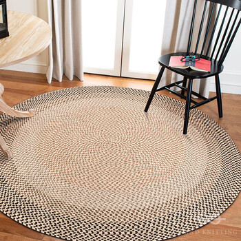 纵横羊毛圆形地毯客厅茶几手工编织轻奢沙发地毯玄关垫卧室床边毯定制