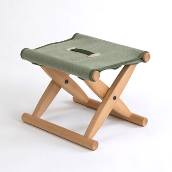 日式轻便实木折叠椅家用凳户外折叠凳旅行便携式木质马扎榉木萌木绿