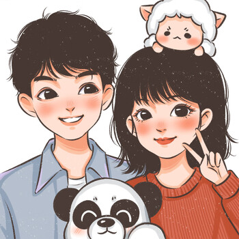 q版手绘头像画卡通真人照片动漫人像漫画头像定制情侣画像约稿可心风