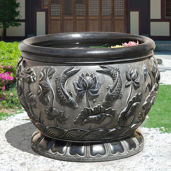 沃狮石雕鱼缸花盆石缸水缸养鱼石槽流水造景石盆洗手盆庭院装饰摆件