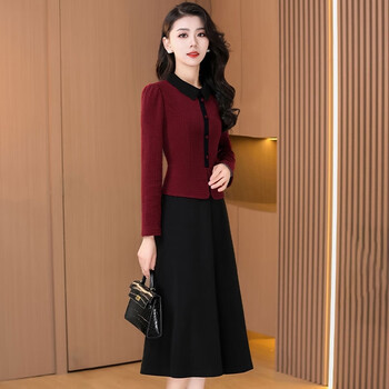 欧黛秀参加婚礼穿的衣服女套装十一参加假两件连衣裙秋装2023年年轻喜